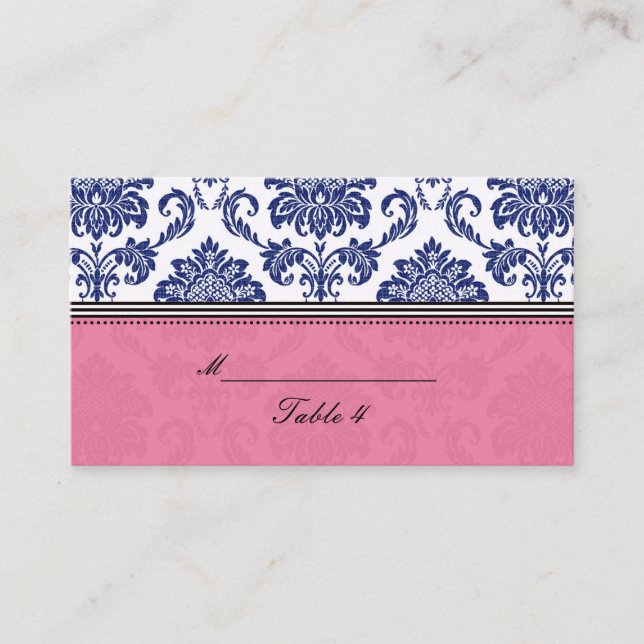 Cartes de sécurité Royal Blue et Rose Damask (Devant)