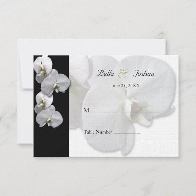 Cartes de siège de la table d'orchidées blanches (Devant)