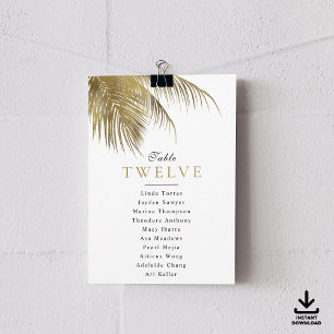 Cartes de siège de mariage de la plage de Palm Tre