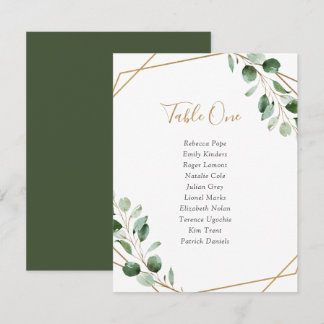 Cartes de siège Mariage de table de verdure géomét