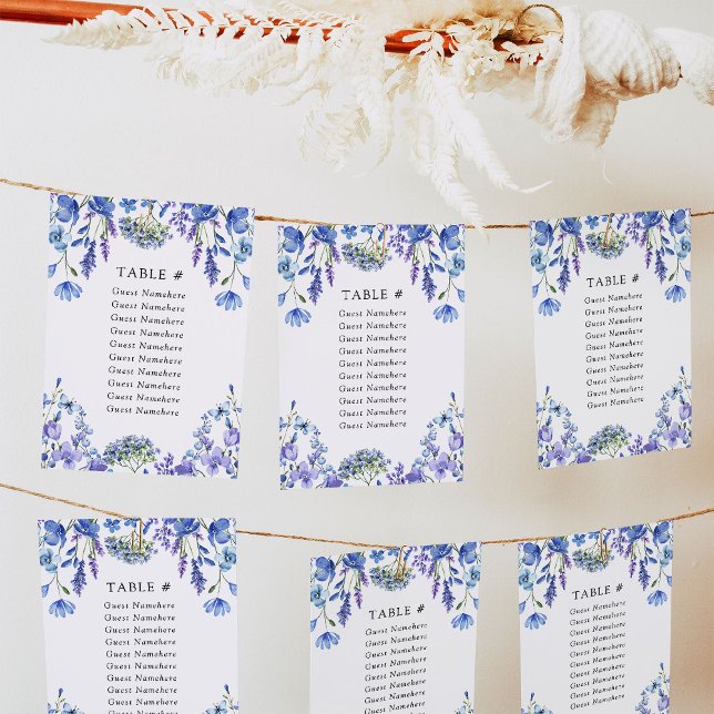 Cartes de siège pour Mariage Floral Fleur sauvage  (Wedding Table Seating Cards from my Lilac + Periwinkle Wildflower Wedding Collection)