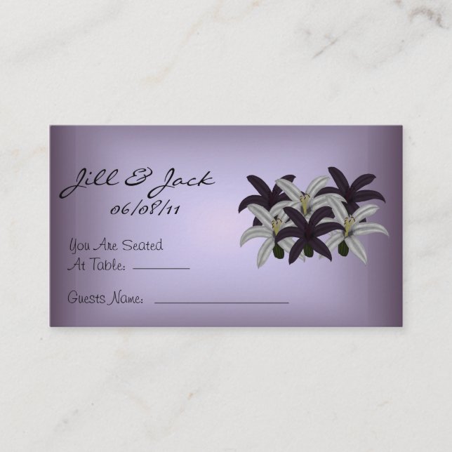 Cartes de siège violettes et blanches (Devant)