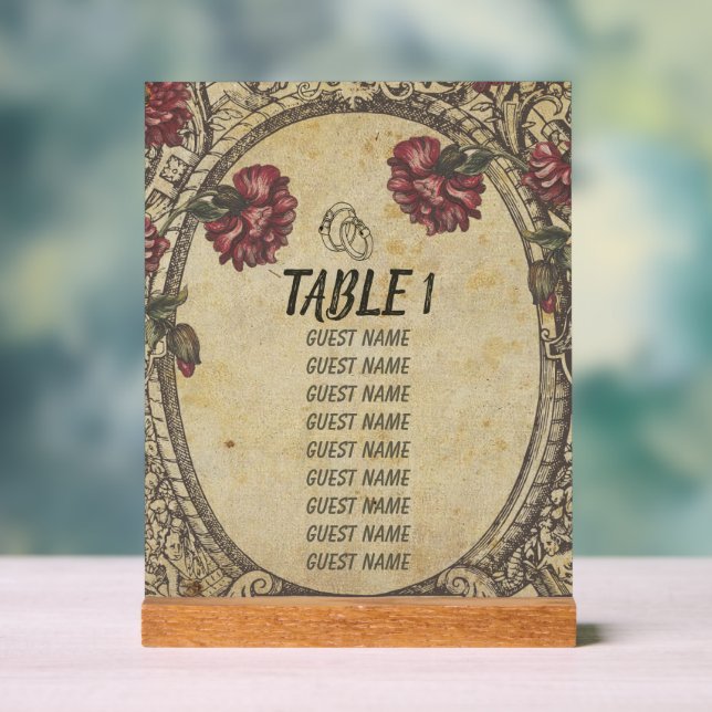 Cartes de sièges Mariage Vintage classique Brown (Neutre)