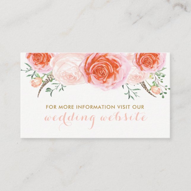 Cartes de site Elegant Pink, Peach et Coral Rose (Devant)