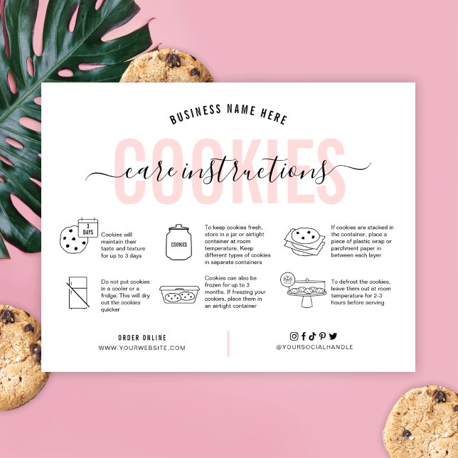 Cartes de soins Cookies rose esthétique moderne Sc (Créateur téléchargé)
