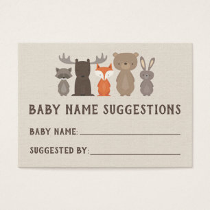 Cartes de suggestion de nom de baby shower de