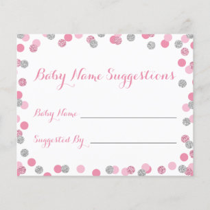 Cartes de suggestion de nom de Baby shower rose et