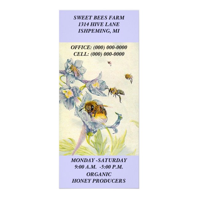 Cartes de support d'ABEILLES de MIEL et de FLEURS (Devant)