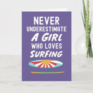 Cartes de surfeuse rose mignonnes pour enfants Fil