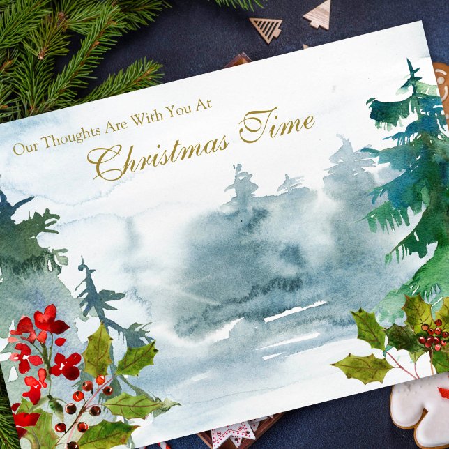 Cartes de Sympathie Noël | Bois de Noël (Christmas Woodlands Thinking of You Remembrance Christmas Sympathy Card)