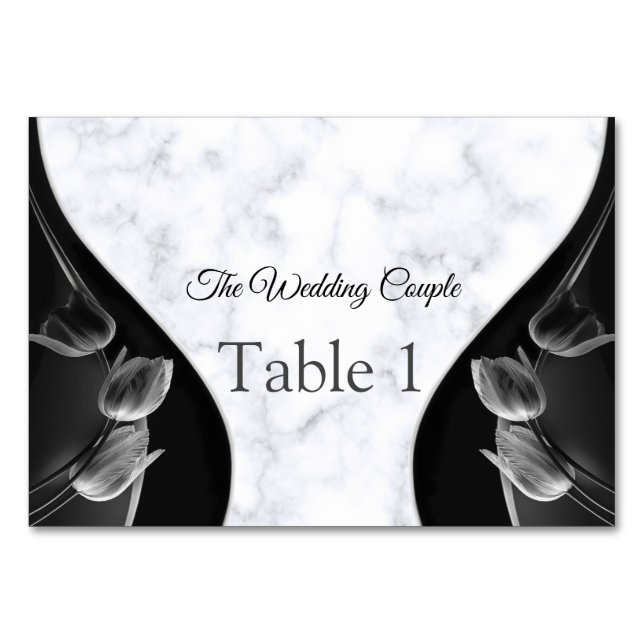 Cartes de table Abstrait noir Marbre blanc moderne (Devant)