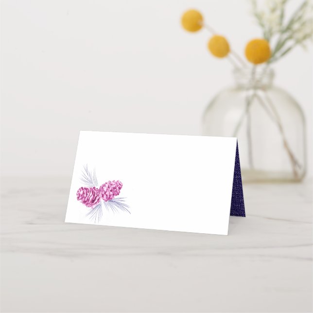 Cartes de table au dessin de pommes de pin couleur (Devant)