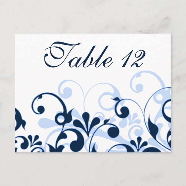 Cartes de table bleu marine, bleu pâle et blanc Ma (Devant)