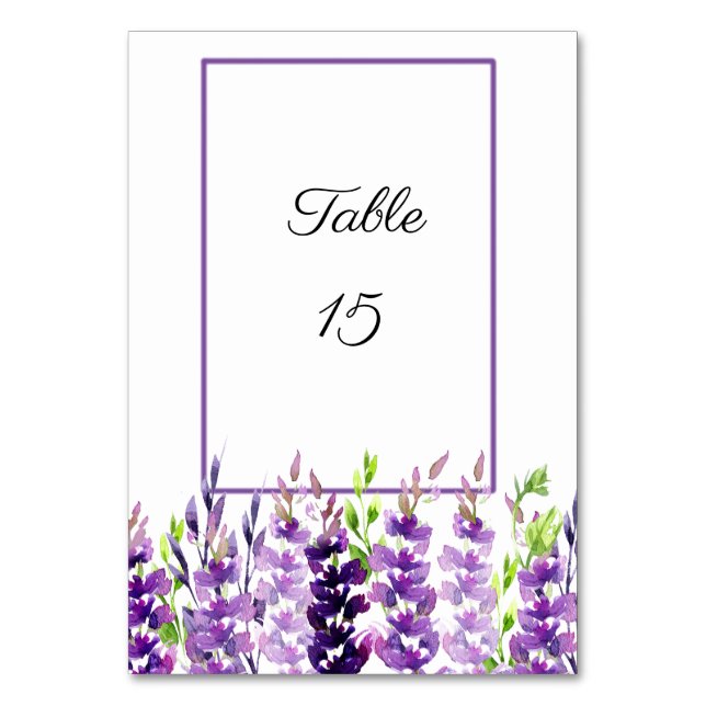 Cartes de table couleur Mariage d'aquarelle violet (Par défaut)