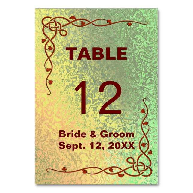 Cartes de table de couleur vert-jaune Mariage (Par défaut)