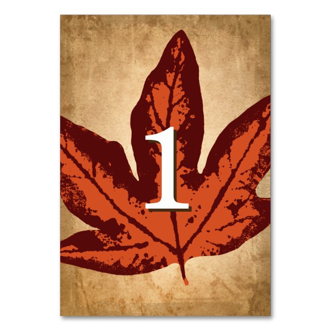 Cartes de table de feuilles d'automne | Mariage de (Par défaut)