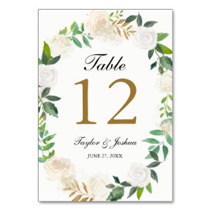 Cartes de table de mariage à couronne aquarelle Bl