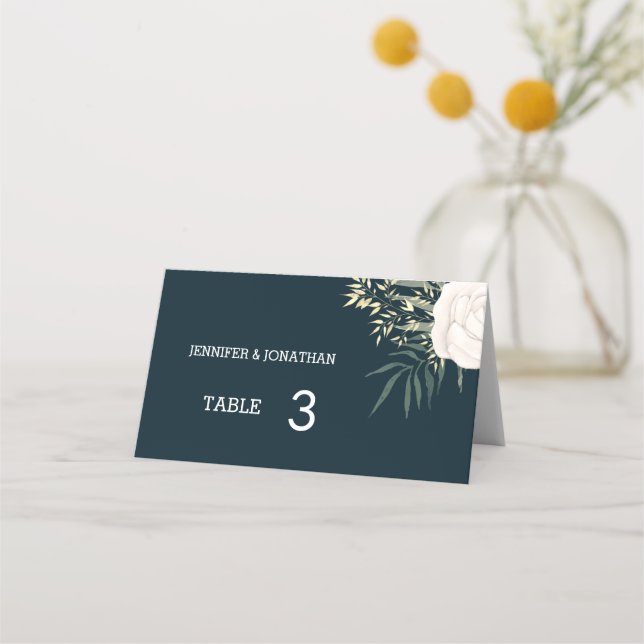Cartes de table de mariage à fleurs blanches de st (Dos)