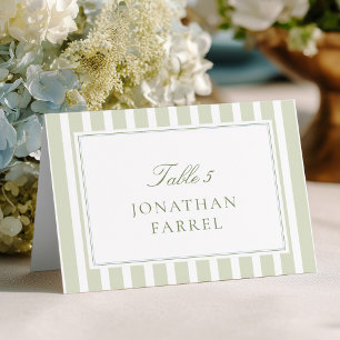 Cartes de table de mariage à rayures vertes
