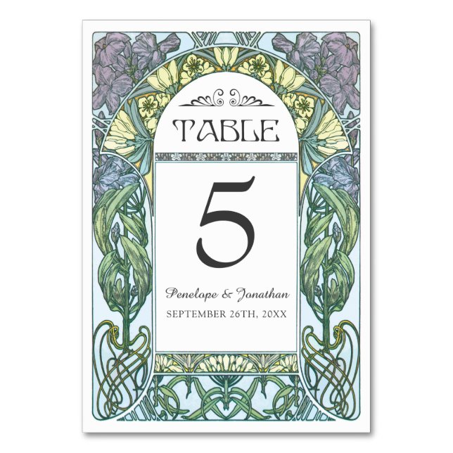 Cartes de table de mariage Art Nouveau (Set #1) (Par défaut)