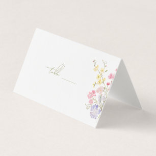 Cartes de table de mariage aux fleurs sauvages élé