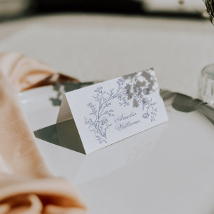 Cartes de Table de Mariage Bohème Fleurie Bleu Pou