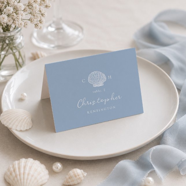 Cartes de Table de Mariage Coquillages Côtiers (Créateur téléchargé)