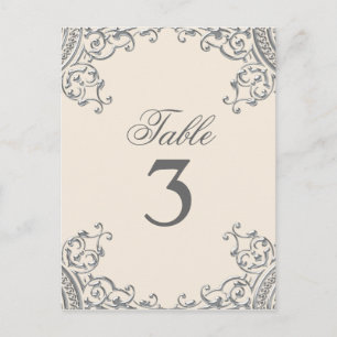 Cartes de table de mariage élégantes argent beige