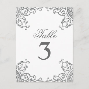 Cartes de table de mariage élégantes argentées bla