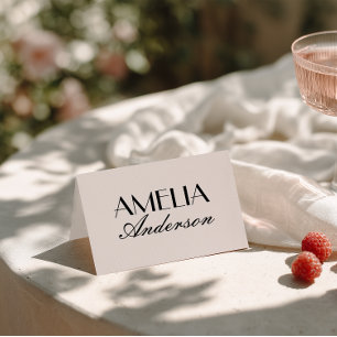 Cartes de table de mariage élégantes crème noir de
