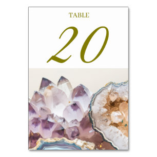 Cartes de table de mariage en cristal de géode