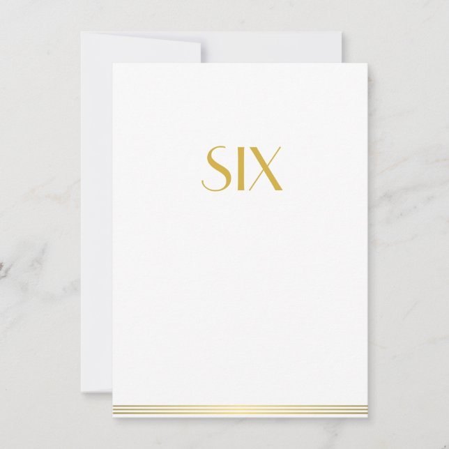 Cartes de table de mariage Great Gatsby blanc or s (Devant)