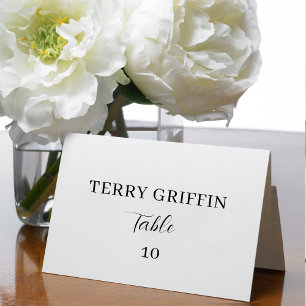 Cartes de table de mariage modernes avec nom et nu