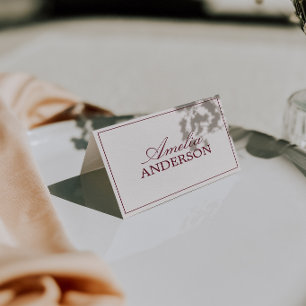 Cartes de table de mariage rétro burgundy crème Ol