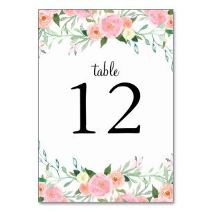 Cartes de table de mariage rose pêche aquarelle do