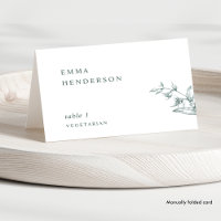 Cartes de table de mariage vertes à typographie él