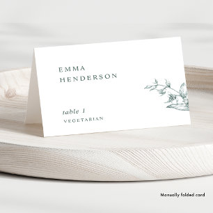Cartes de table de mariage vertes à typographie él