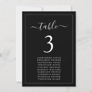 Cartes de table de plan de table de mariage noir m