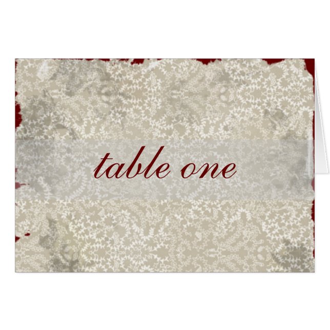Cartes de table de réception mariage damassé, Roug (Devant Horizontal)