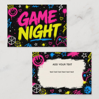 Cartes de Table de Soirée de Jeu au Graffiti Néon