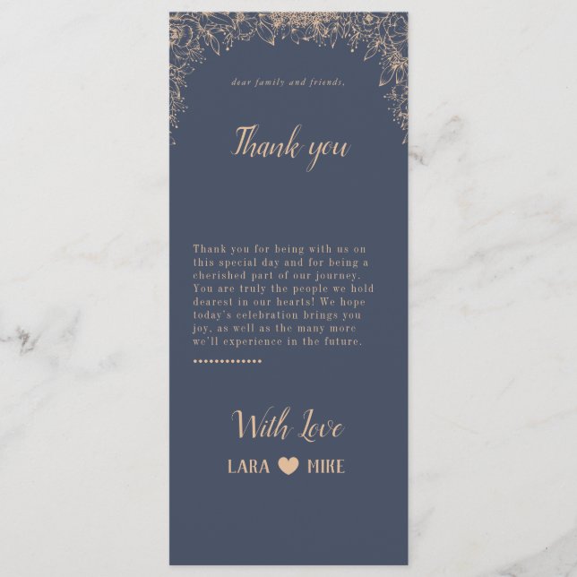 Cartes de table en Merci doux bleu (Devant)