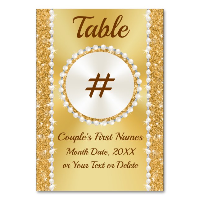 Cartes de table en or, Anniversaire 50 ans (Par défaut)