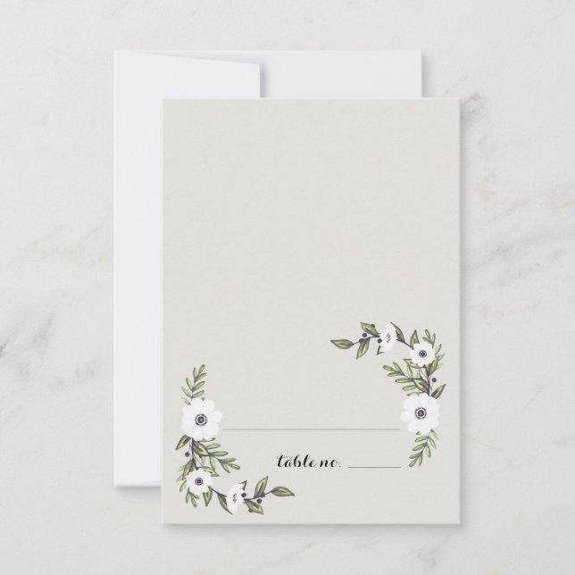 Cartes de table Fleurs d'anémone peintes (Devant)