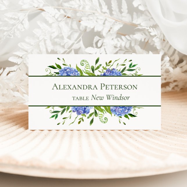 Cartes de table Hydrangeas bleues (Créateur téléchargé)