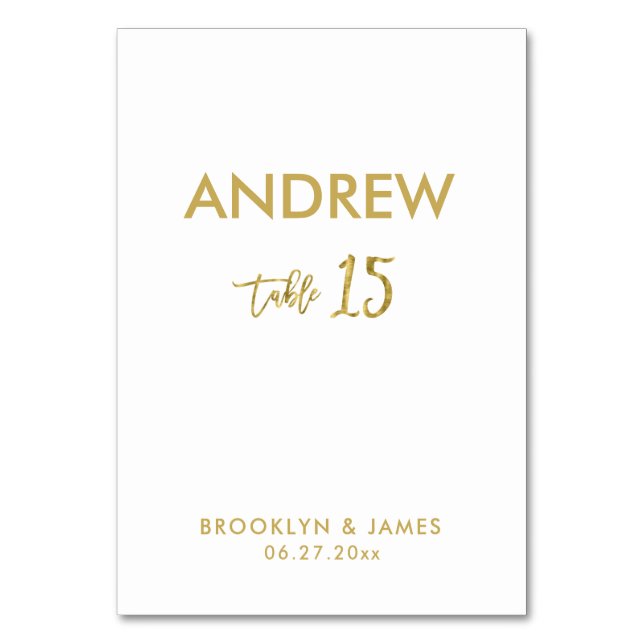 Cartes de table Mariage de l'effet d'huile d'or Ta (Par défaut)