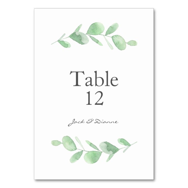 Cartes de table Mariage Eucalyptus vert (Par défaut)