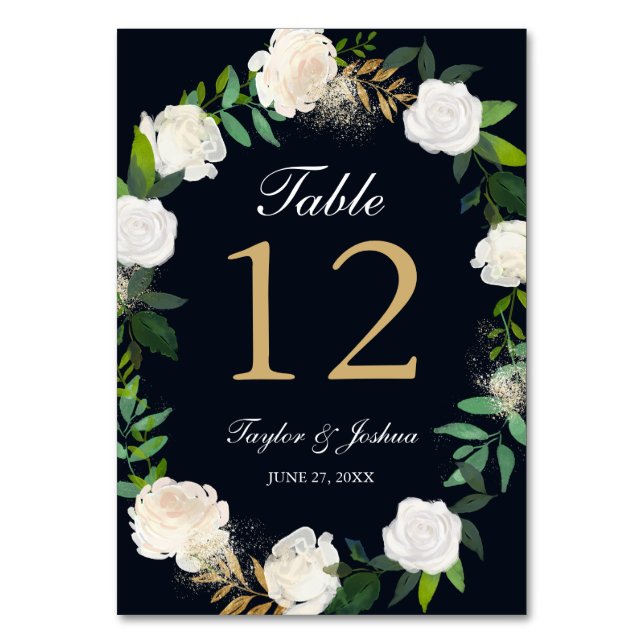 Cartes de table Mariage or de la marine florale (Par défaut)