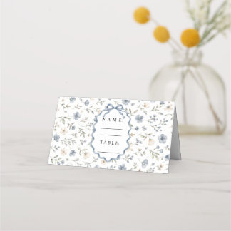 Cartes de Table Mariage Ruban Fleur Sauvage Bleu P