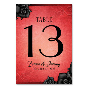 Cartes de table Mariages d'Halloween gothique roug