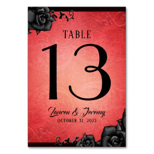 Cartes de table Mariages d'Halloween gothique roug